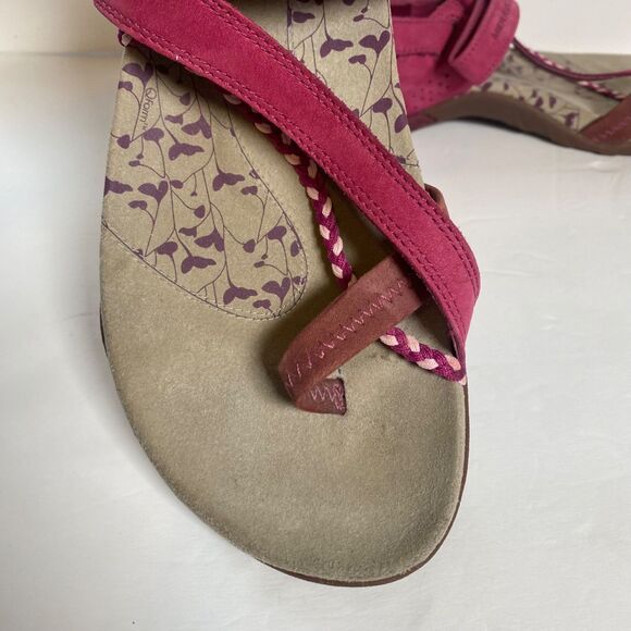 Merrell Siena Raspberry Toe Loop Sandals Women’s Size 9 Pink Suede Hook & Loop - Picture 7 of 9
